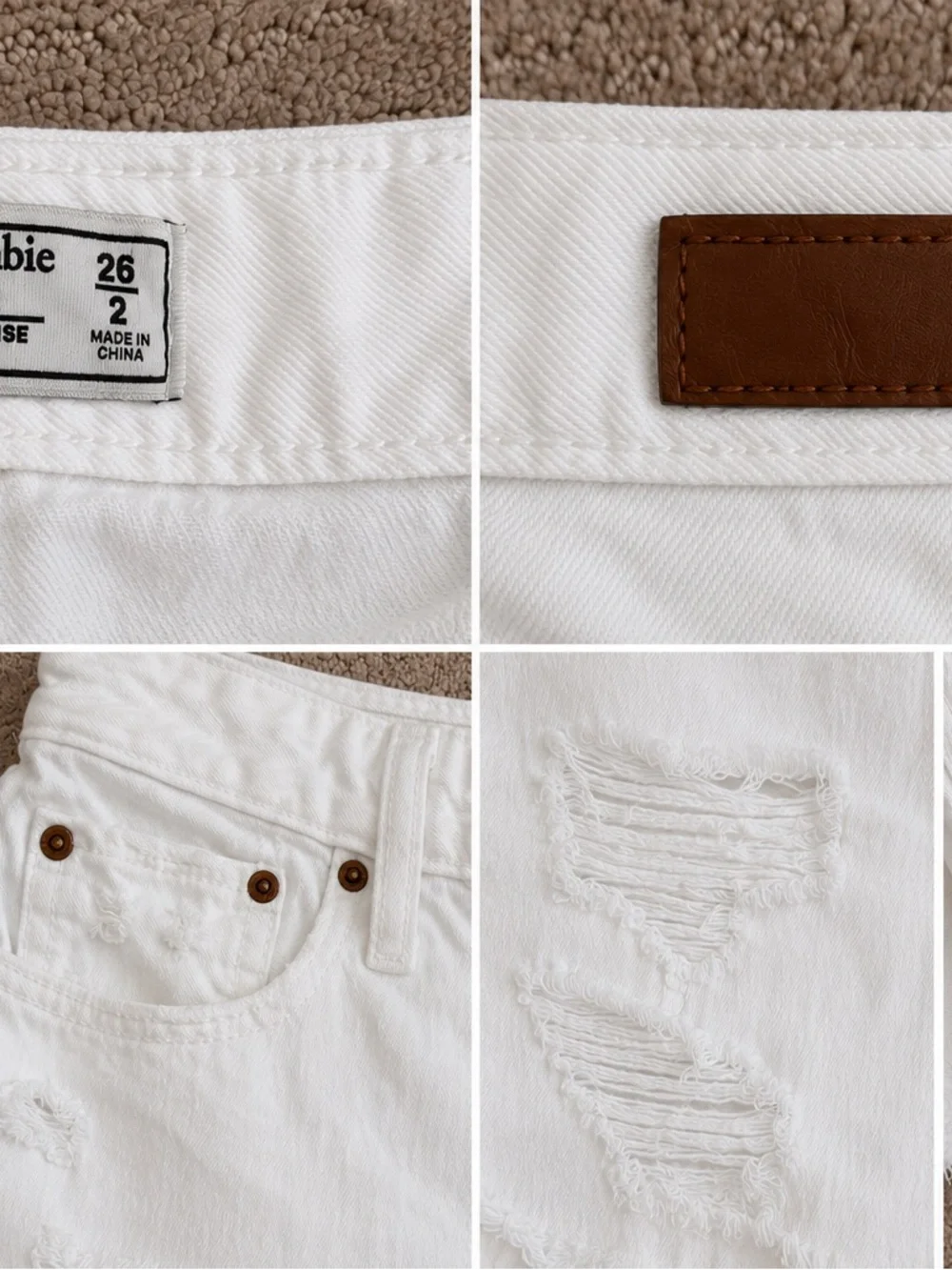 Abercrombie & Fitch White Distressed Denim Shorts